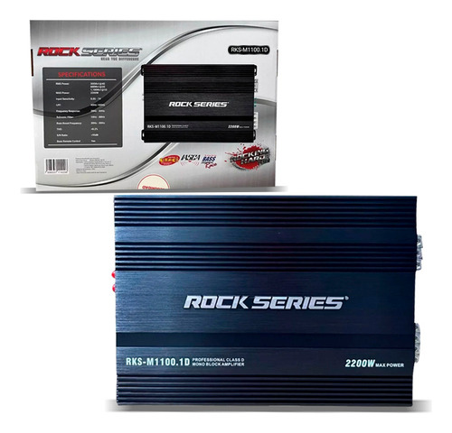 Amplificador Para Auto/camioneta Rock Series Rksm 1100.1d Clase D Con 1 Canal Y 1100w Negro