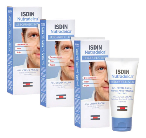 Combo X3 Isdin Nutradeica Gel Crema Facial Piel Seborreica