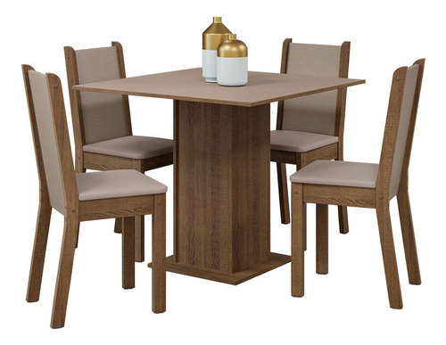 Juego Comedor Mesa Tablero Madera 4 Sillas Briana Madesa M/c