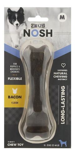 Hueso Flexible Cachorro Tocino Talla M Zeus Nosh / Fauna S Color Marrón Oscuro