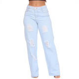 Calça Jeans Wide Leg Feminina Cintura Alta Sem Lycra 