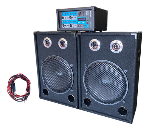 Combo Audio 2 Bafles 15 + Consola Potenciada Bluetooth Y Usb