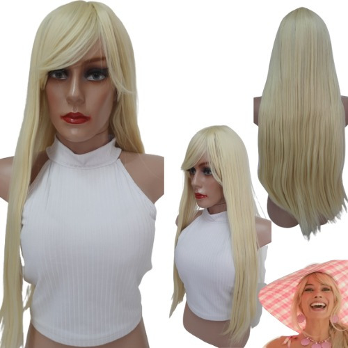 Peruca Wig Anime Barbie Fibra Bio Orgânica Longa + Capa Wig