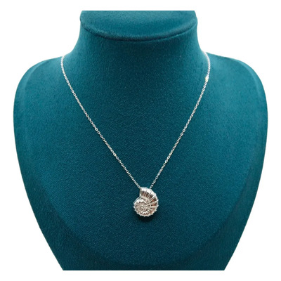 Collar Mujer Con Caracol Espiral Mar Plata Ley .925 Caracola Color Plateado | Envío gratis