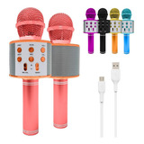 Microfono Karaoke Parlante Bt Recargable Colores Ws-858 Color Rosa