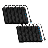 Pack 12 Hub 7 Puertos Multi Usb 3.0 Indicador Luz Led Hub