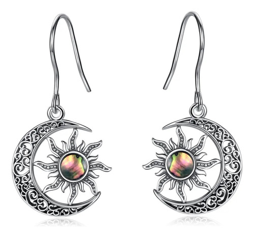 Aretes Eclipse Con Madre Perla Natural Con Gancho Plata .925