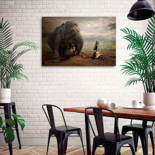 Cuadro Elefantes Animales Moderno Bastidor Canvas 90x60 Et89