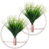 Set De 2 Plantas Artificiales Verdes Aros Dorados Decor...