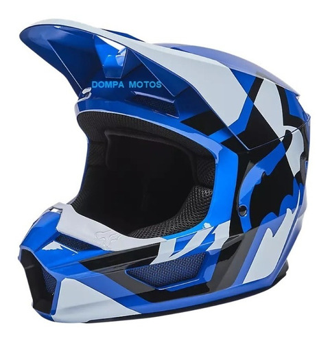 Casco Fox V1 Lux Azul Motocross Enduro Utv Atv Quad Dompa 