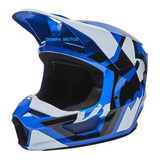Casco Fox V1 Lux Azul Motocross Enduro Utv Atv Quad Dompa 
