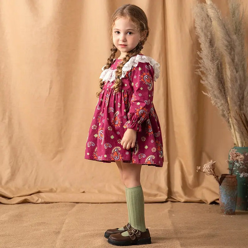 Vestido Lindo Niñas Con Encaje Volantes Y Estampado Floral | MercadoLibre