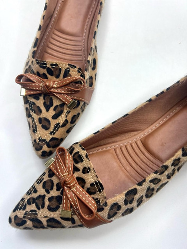 Sapatilha Oncinha Onça Animal Print Bico Fino Mocassim Mule