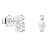 Aros Pequeños Oso De Plata Con Perlas Cultivadas 8 Mm I-bear