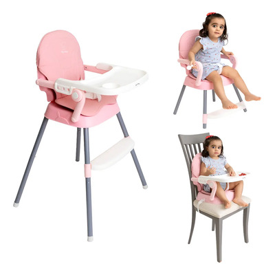 Silla Periquera Para Bebe Alta Plegable Portátil 3 En 1 Rosa | Meses sin interés