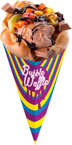 Embalagem Cone Para Bubble Waffle 300un