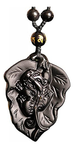 Collar Amuleto Obsidiana Pixiu Tianlu Noche Ric