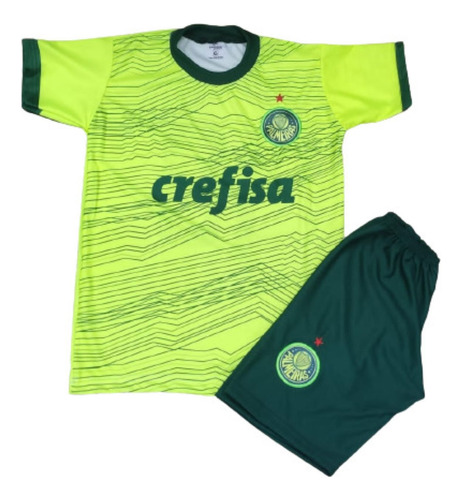 Kit Conjunto Infantil E Juvenil Do Palmeiras Verde-limão