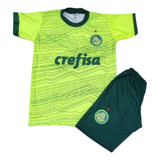 Kit Conjunto Infantil E Juvenil Do Palmeiras Verde-limão