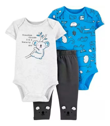 Ropa Conjunto 3 Piezas Algodon Diseño Koala Para Bebe Niño