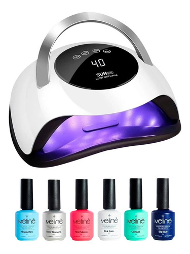 Cabina Sun De Uñas Uv Led 120w + 6 Semipermanente Meline