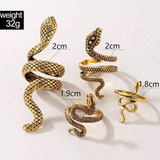 Set De 4 Anillos Dorados En Forma De Serpiente, Estilo Punk