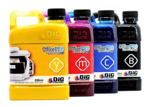 Tintas Officepro Pigme Bigcolors Para Hp Combo 500ml X4 Tank