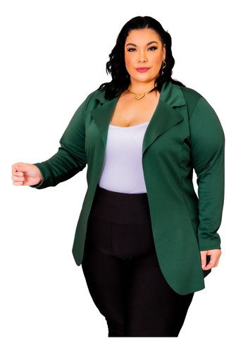 Blazer Maxi Plus Size Casaco Sobretudo Social Tendência Moda