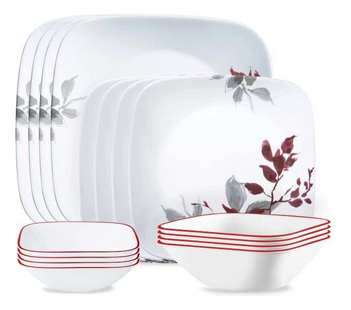 Corelle Hojas De Kioto 16 Piezas, Servicio Para 4, Juego De