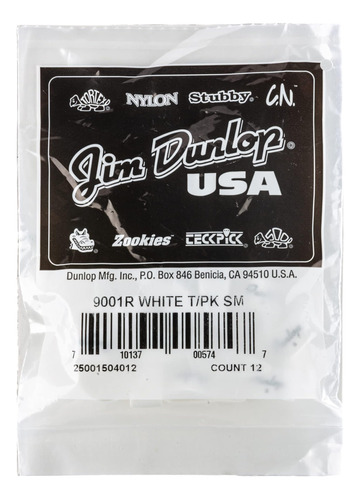 Púas Para Pulgar De Plástico Blanco Jim Dunlop 9001r, Pequeñ