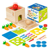 Kit De Juego De Madera 5 En 1, Juguete Montessori, Caja De P