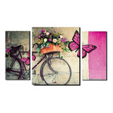 Cuadro Decorativo Bicicleta Y Mariposa Vintage