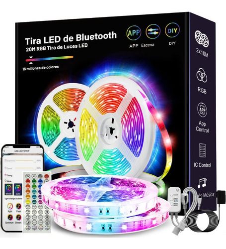 Tira Luz Led Inteligente Bluetooth Control Remoto App 20 Mt