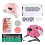 Kit Manicure Aspirador De Pó Cabine 48w Motor Gel Uv 500 Tip