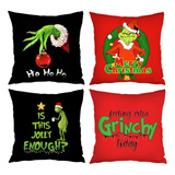 Juego De 4 Fundas De Cojín Decorativas Navideñas De Grinch