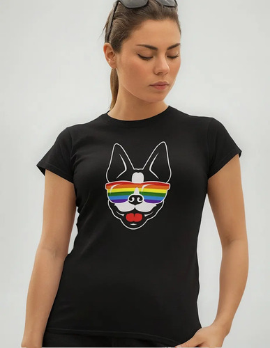 Playera Dama Pride Lgbt Marcha Gay Lesbiana Bulldog Lentes
