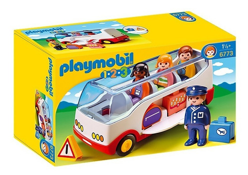 Micro Playmobil 1-2-3 Airport Shuttle Bus -incluye 4 Muñecos