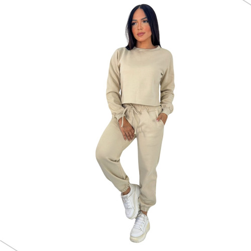 Conjunto Moletinho Básico Confortável Inverno Frio Feminino