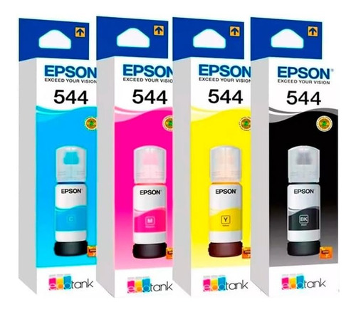 Kit 4 Pz Tinta Original 544 L1210 L1250 L3210 L3250 L3260 