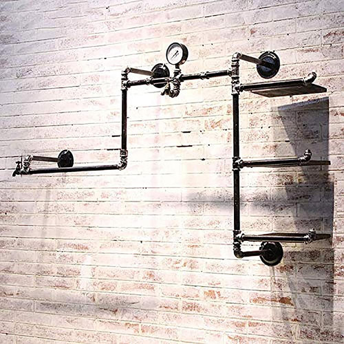 Industrial Vintage Pipe Wall Mounted Clothing Rack Multi-fun