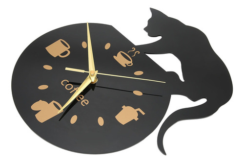 Reloj De Pared Simple Cocina Café Gato Efecto 3d Duradero