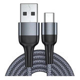 Cabo Usb Tipo C Turbo 5a Nylon Trançado 1 Metro Essager Cor Cinza