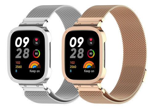 2 Correa + Funda Acero Milanis Para Redmi Watch 3 / 3 Active