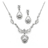 Conjunto De Joyas De Cristal Vintage Mariell Silver