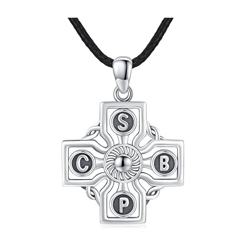 Collar De San Benito De Plata De Ley S925 Con Medalla De San