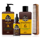 Kit Balm Shampoo Óleo Pente Barba Lemon Bone Don Alcides