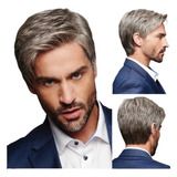 Men's Wig Short Straight Gradient Gray 1