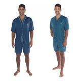 Kit 2 Pijama Adulto Masculino Verão Plus Size Aberto Botões