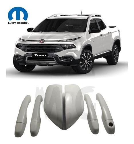 Kit Capa Retrovisor Maçaneta Fiat Toro Branco Original Mopar