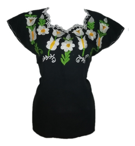 Blusa Artesanal Grande Bordada Manta Chiapas